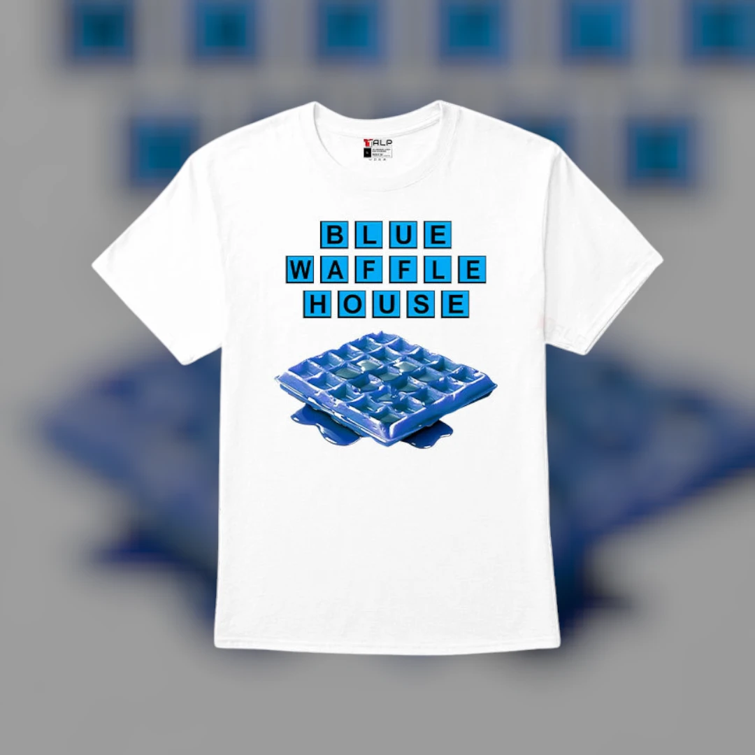Blue Waffle House Parody Graphic Tee Funny Internet Meme Novelty Shirt