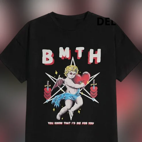 BMTH Bring Me The Horizon DiE4u Graphic Tee, Gothic Cupid Die For You Band Shirt