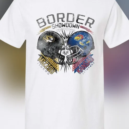 Border Showdown Tee Mizzou Tigers vs Kansas Jayhawks Rivalry Football Game Day Graphic T-Shirt