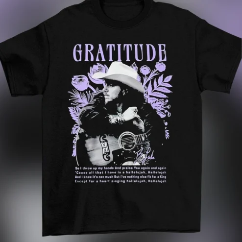 Brandon Lake Gratitude Lyrics Tee, Christian Worship Graphic Tee for Music Fans