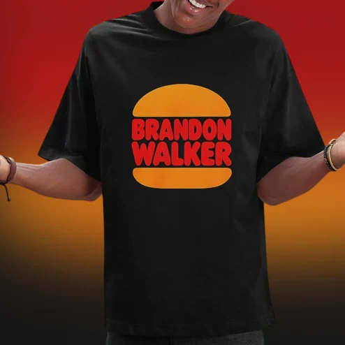 Brandon Walker Burger Graphic Tee, Retro Fast Food Parody T-Shirt Gift