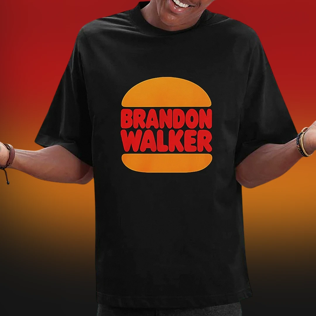 Brandon Walker Burger Graphic Tee, Retro Fast Food Parody T-Shirt Gift