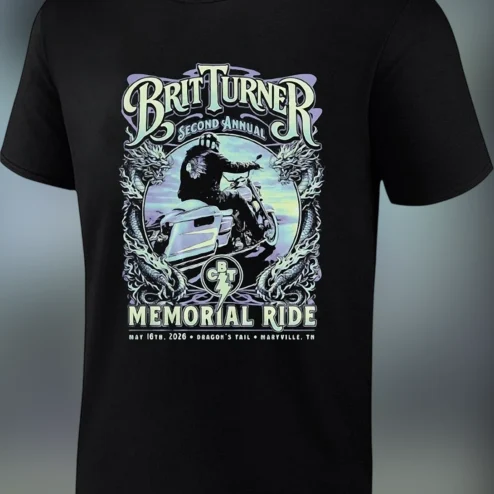 Brit Turner Memorial Ride Tee Second Annual Dragon's Tail Maryville TN Biker Tribute Shirt