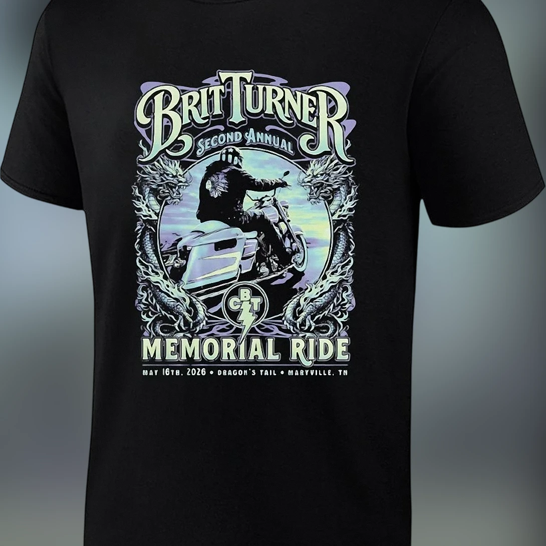 Brit Turner Memorial Ride Tee Second Annual Dragon's Tail Maryville TN Biker Tribute Shirt