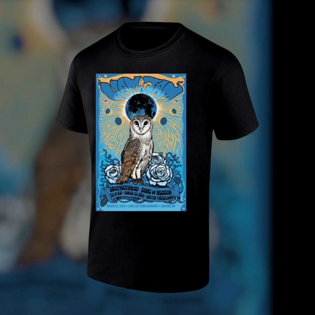 Brotherhood Sons of Hudson Psychedelic Owl Long Lot Farm Brewery Commemorative Tee