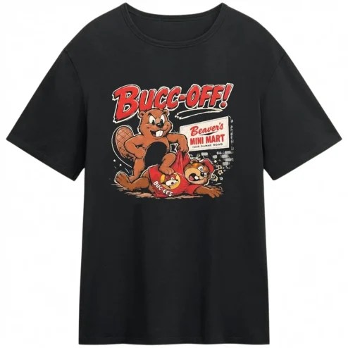 Bucc-Off Beaver's Mini Mart Tee, Funny Beavercreek Ohio Parody Graphic Shirt