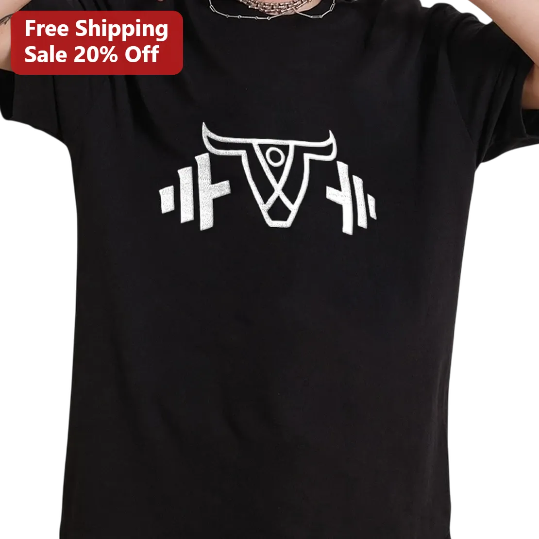 Bull Weightlifting Barbell Graphic Tee, Minimalist Powerlifting Gym Workout Shirt Gift for Lifters and Bodybuilding Fans