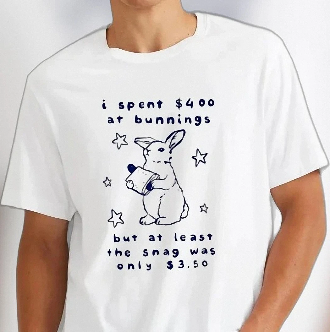 Bunnings Snag Funny Joke Graphic Tee, Aussie Humor Sausage Sizzle Rabbit Shirt Novelty Gift