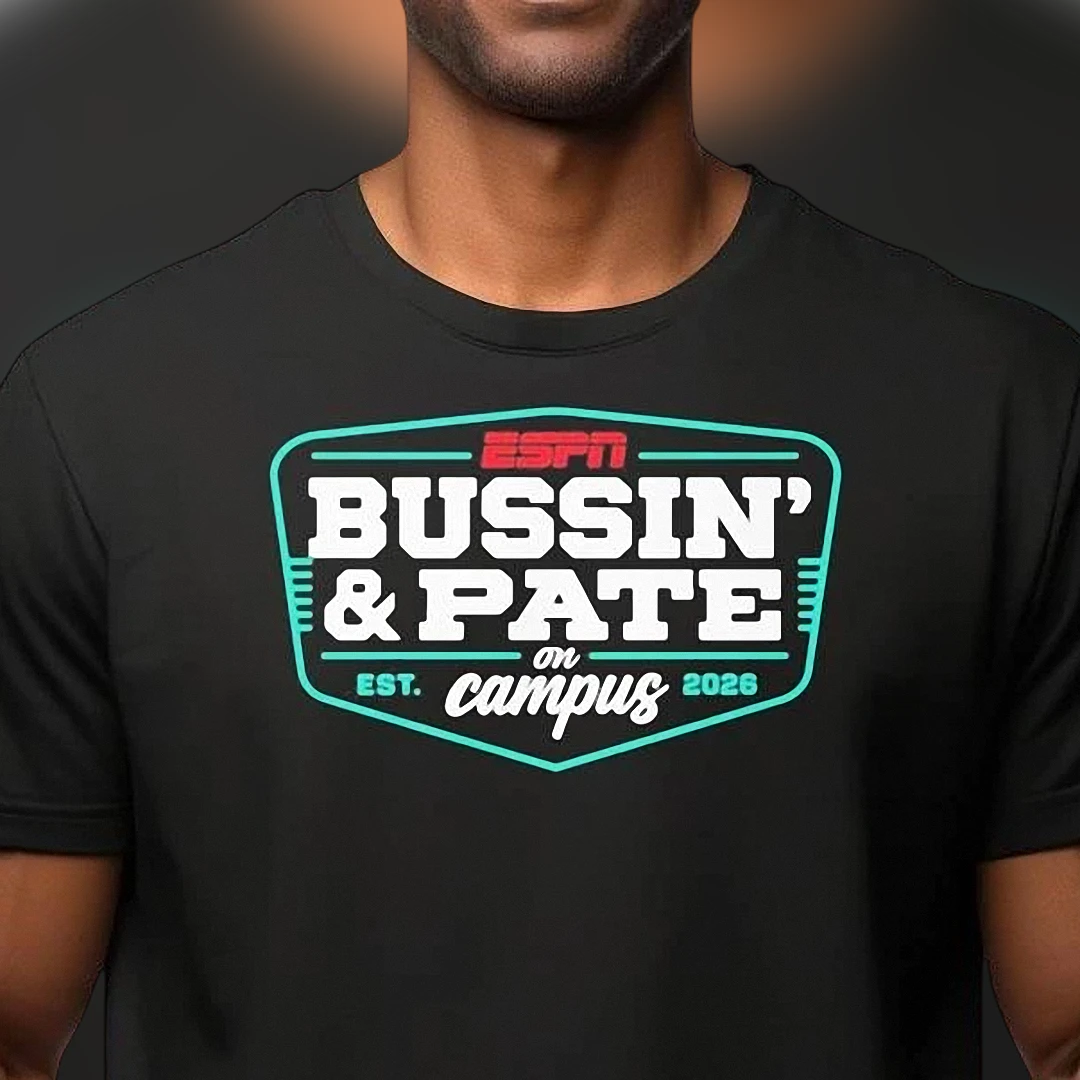 Bussin' Pate On Campus Est. 2026 Graphic Tee, Retro Collegiate Sports Humor T-Shirt
