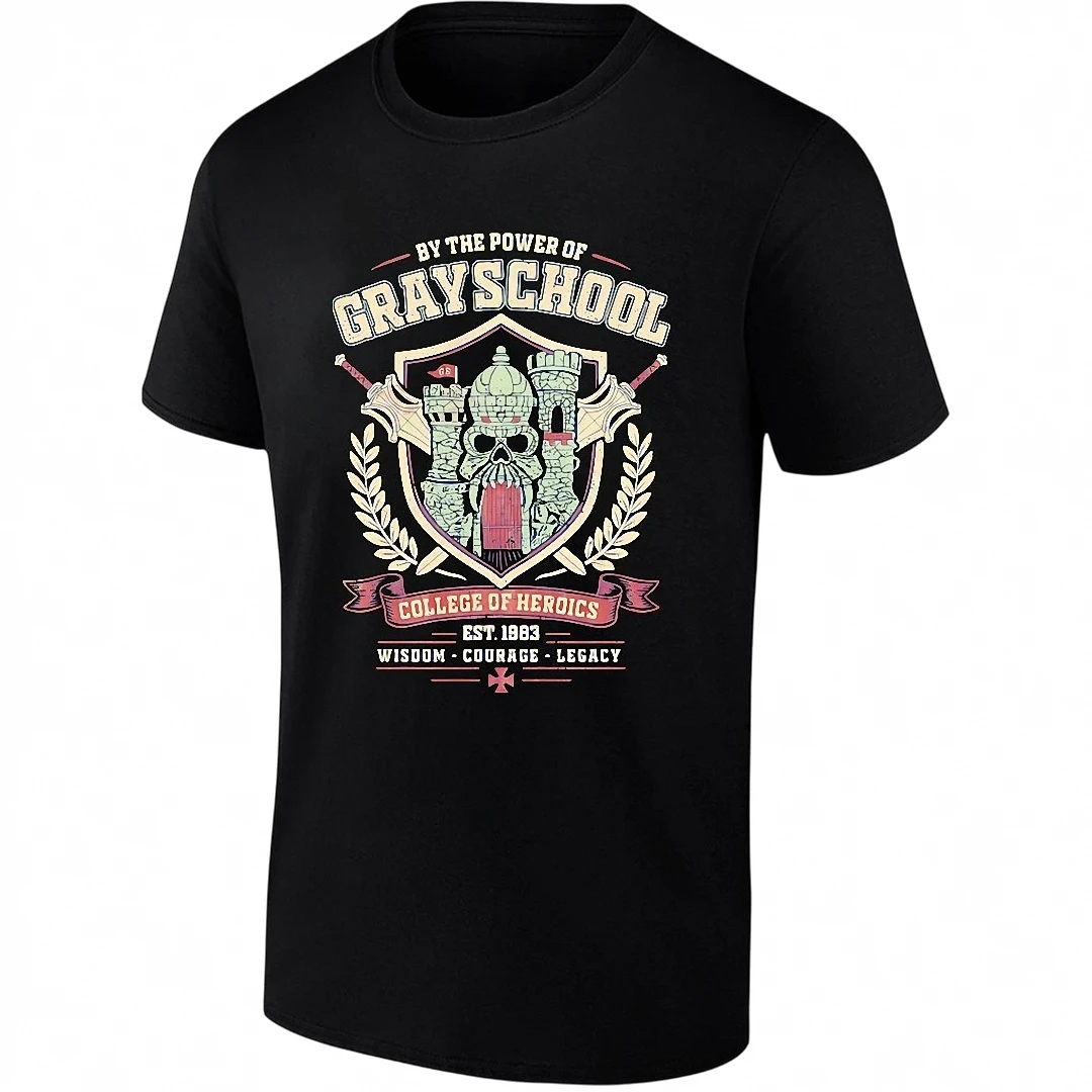 By the Power of Grayschool College of Heroics Tee, Retro 80s Cartoon Est 1983 Graphic T-Shirt