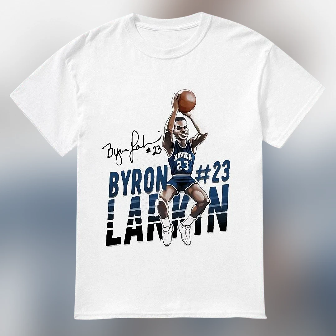 Byron Larkin #23 Xavier Basketball Graphic Tee Vintage Retro Sports Fan Shirt