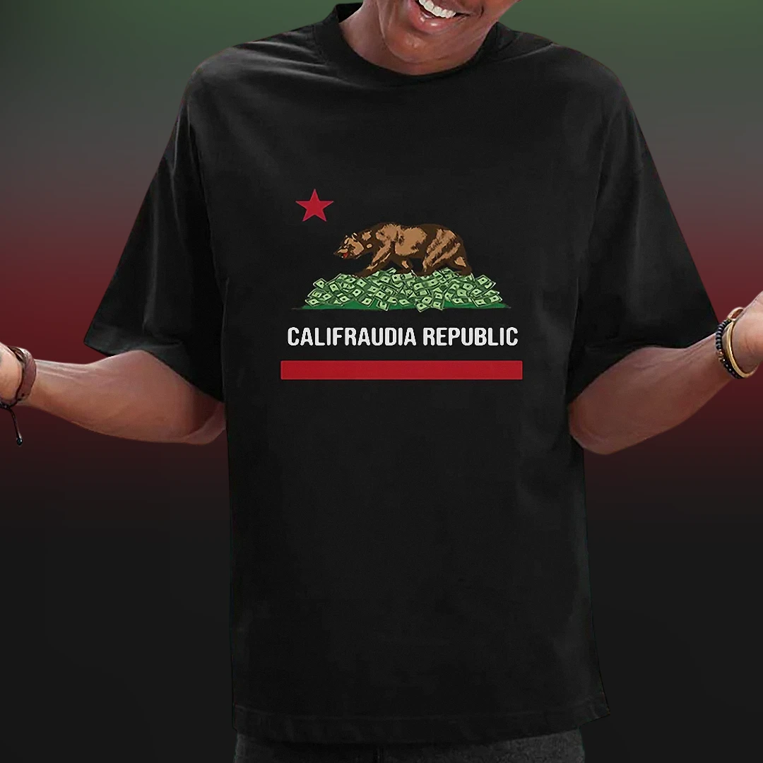 Califraudia Republic Tee California Bear Flag Parody Graphic T-Shirt