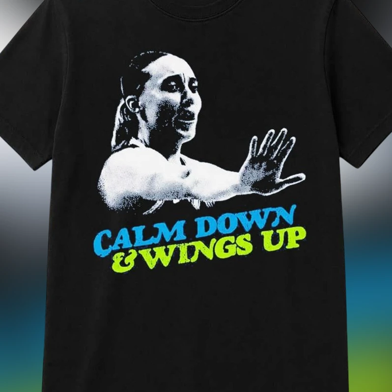Calm Down Wings Up Caitlin Clark Tee Basketball Graphic T-Shirt