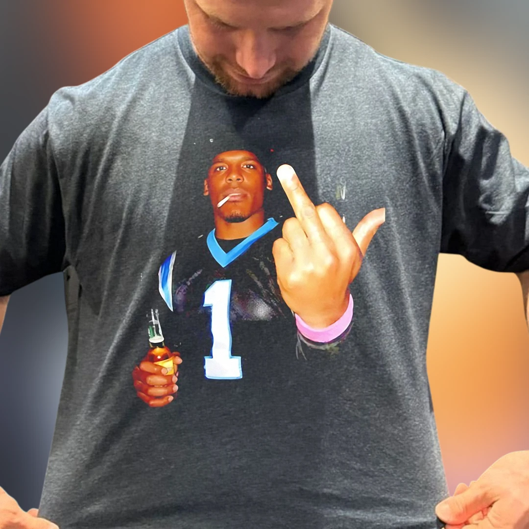 Cam Newton Tee Funny Carolina Football Player Middle Finger Graphic Shirt for Fans