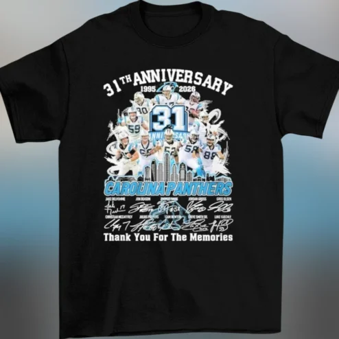 Carolina Panthers 31th Anniversary 1995 2026 Thank You for the Memories Tee, Football Signatures Fan Shirt