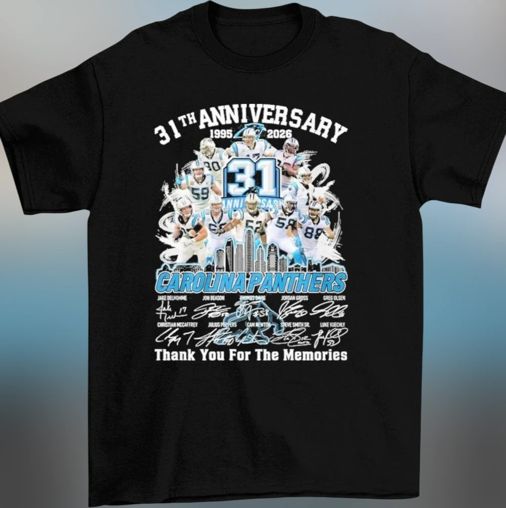 Carolina Panthers 31th Anniversary 1995 2026 Thank You for the Memories Tee, Football Signatures Fan Shirt