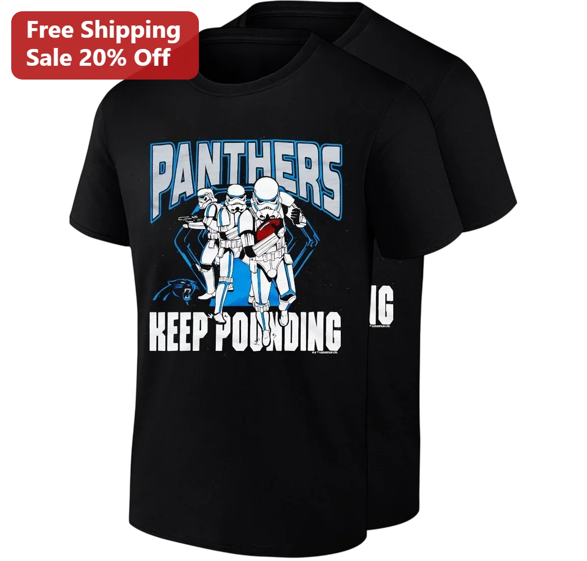Carolina Panthers Keep Pounding Stormtrooper Graphic Tee, Star Wars Football Fan Shirt