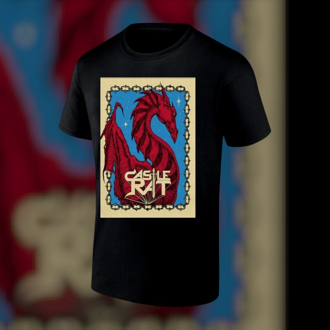 Castle Rat Red Dragon Fantasy Metal Tee Vintage Doom Metal Band Graphic Shirt