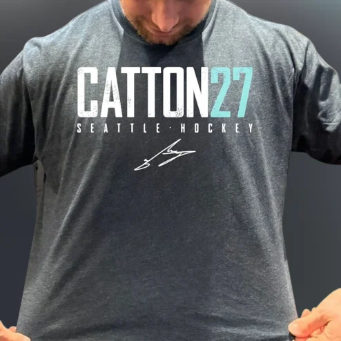 Catton 27 Seattle Hockey Tee, Berkly Catton Signature Graphic Shirt for Fans