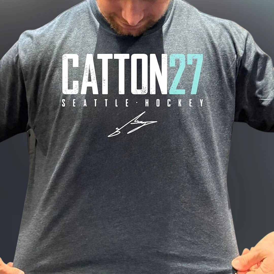 Catton 27 Seattle Hockey Tee, Berkly Catton Signature Graphic Shirt for Fans