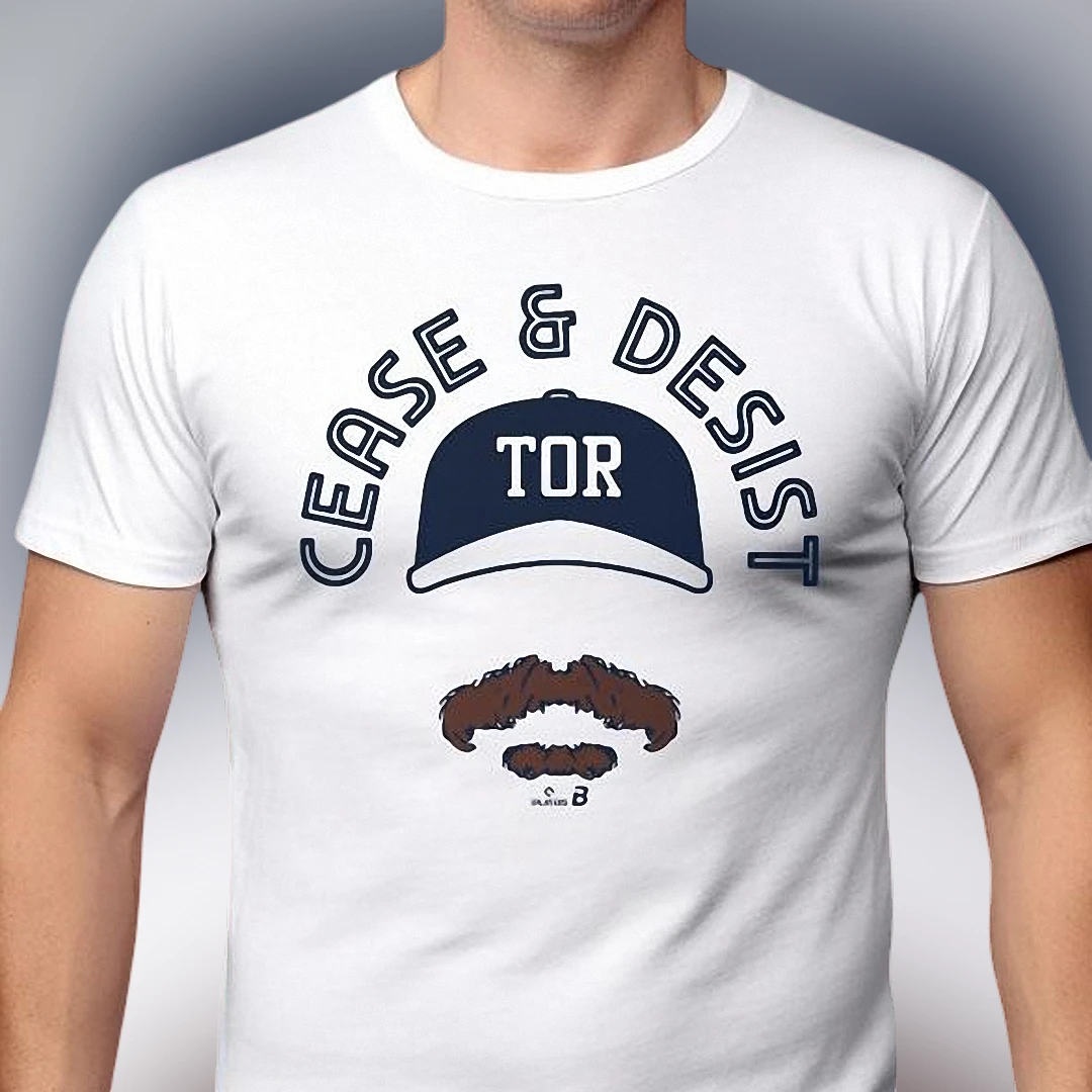 Cease and Desist Hockey Coach Mustache Parody Tee, Funny Sports Fan Graphic T-Shirt