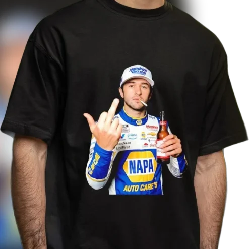 Chase Elliott NASCAR Driver Graphic Tee, Funny Race Day Middle Finger Shirt for Racing Fans