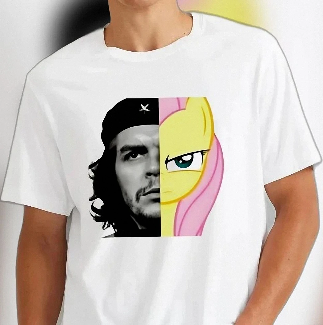 Che Guevara Fluttershy Mashup Graphic Tee, Retro Ironic Pop Culture Parody Shirt for Men and Women