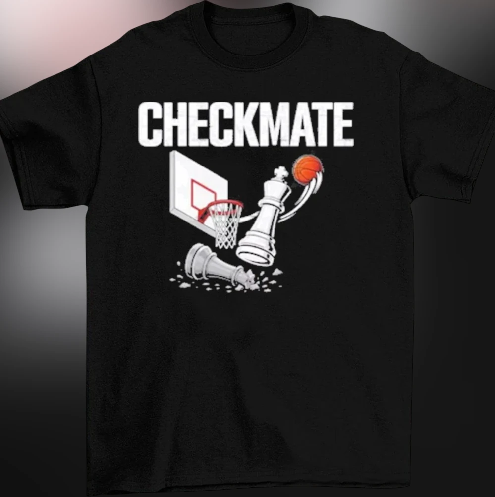 Checkmate Chess Basketball Slam Dunk Tee, Funny Sports Mashup Graphic T-Shirt for Chess Players and Fans