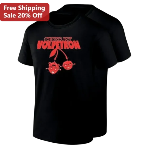 Cherry Volpetron Tee, Robot Cherry Graphic Streetwear Shirt, Edgy EDM Rave Music Gift for Fans