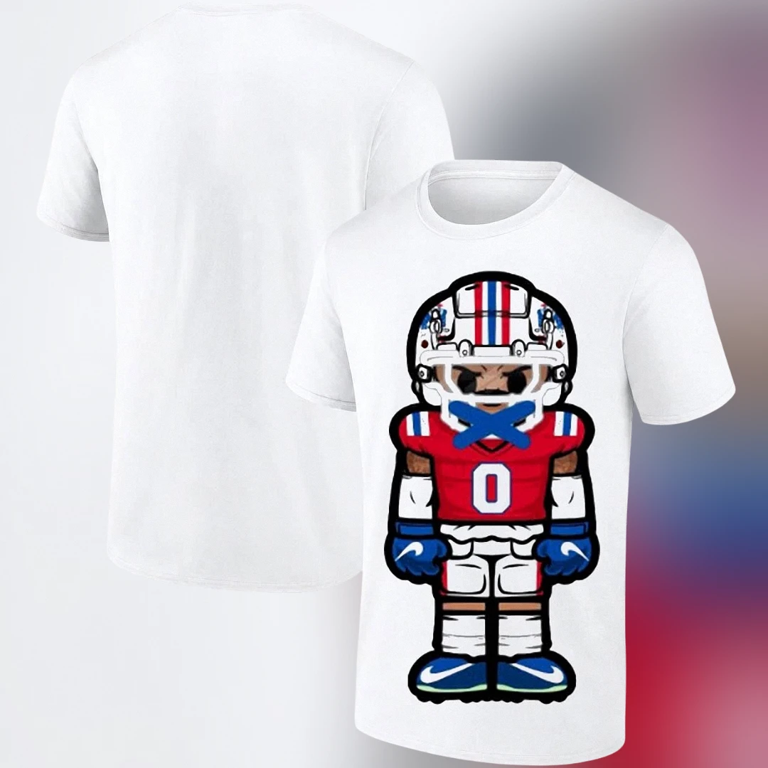 Chibi Football Player Character Tee, Cute Cartoon Number 0 Athlete Graphic T-Shirt Gift for Sports Fans