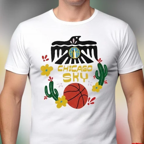 Chicago Sky Tee Thunderbird Floral Basketball Graphic Shirt, WNBA Basketball Fan Apparel Gift