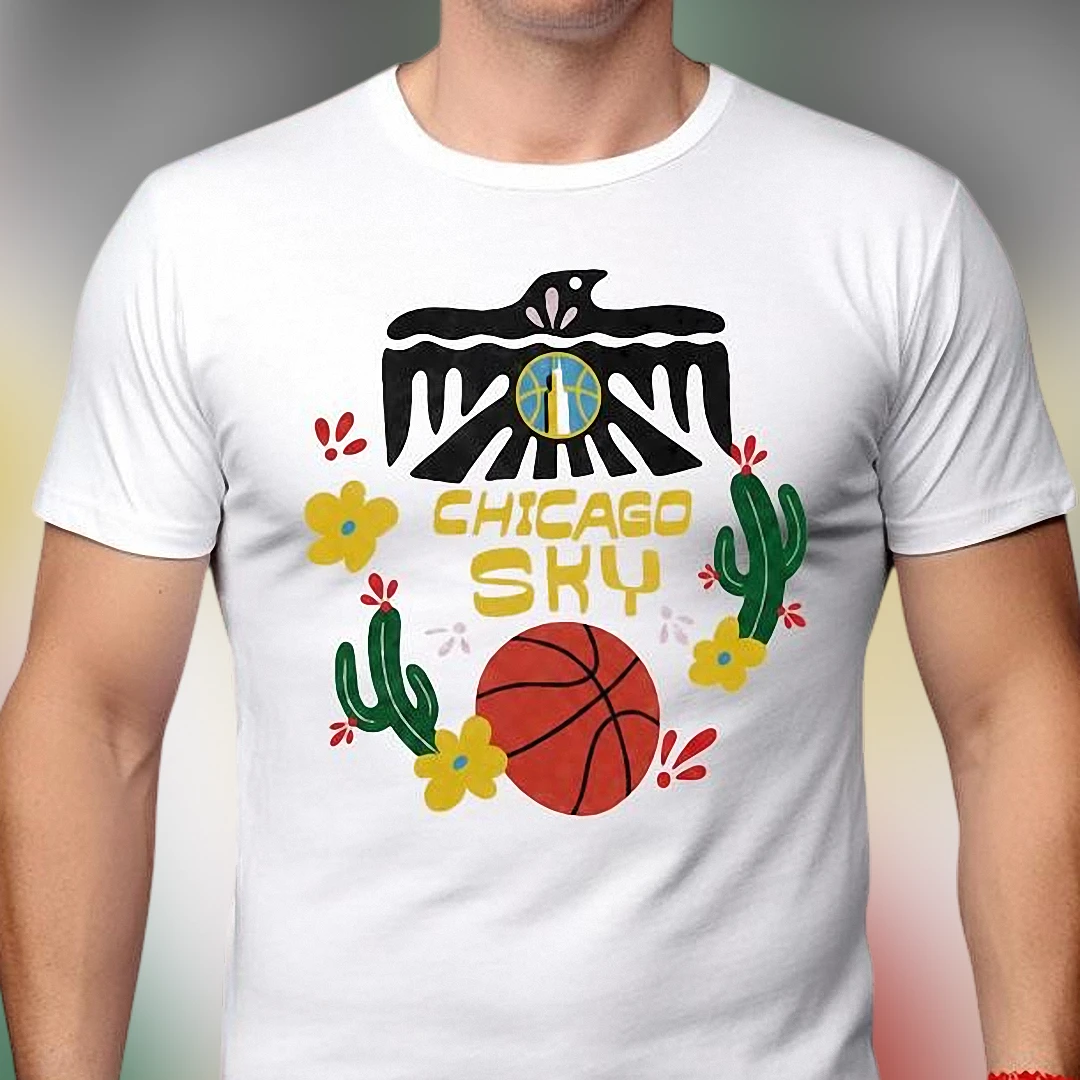 Chicago Sky Tee Thunderbird Floral Basketball Graphic Shirt, WNBA Basketball Fan Apparel Gift