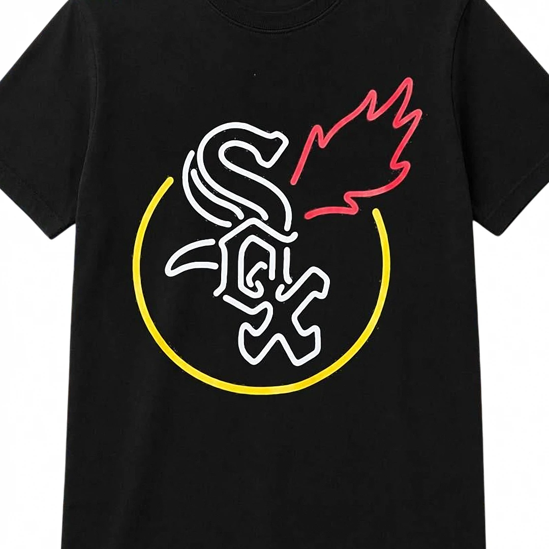 Chicago White Sox Neon Logo Graphic Tee, Baseball Fan Game Day Shirt