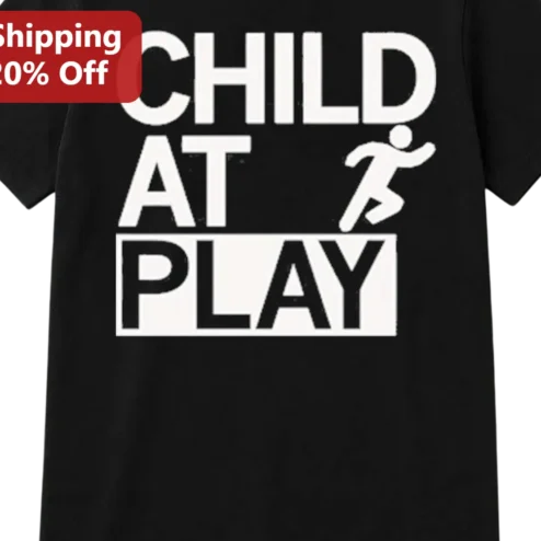 Child At Play Tee Funny Playground Warning Sign Parody Shirt Gift for Parents and Kids