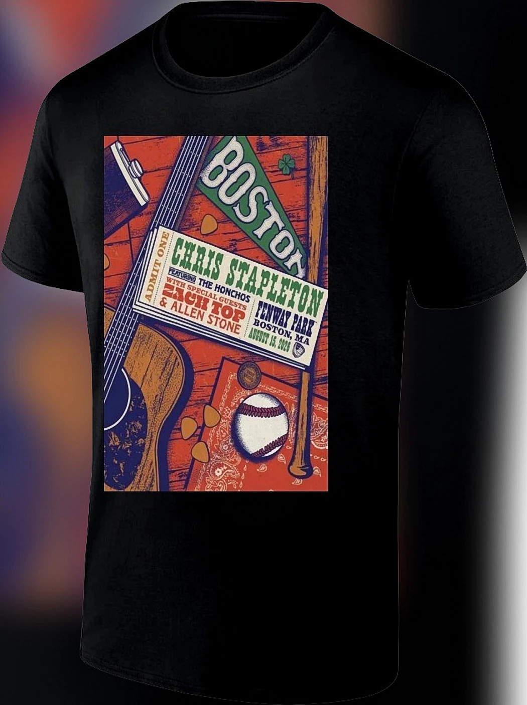 Chris Stapleton Boston Fenway Park 2026 Concert Tee, August 15 Boston MA Music Tour Fan Souvenir Shirt