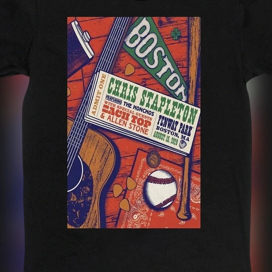 Chris Stapleton Boston Fenway Park August 15 2026 Concert Tee Zach Top Allen Stone Music Tour Shirt