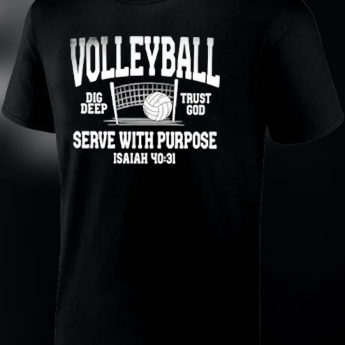 Christian Volleyball Serve With Purpose Isaiah 40:31 Tee, Faith Based Sports Athlete Graphic Shirt Gift