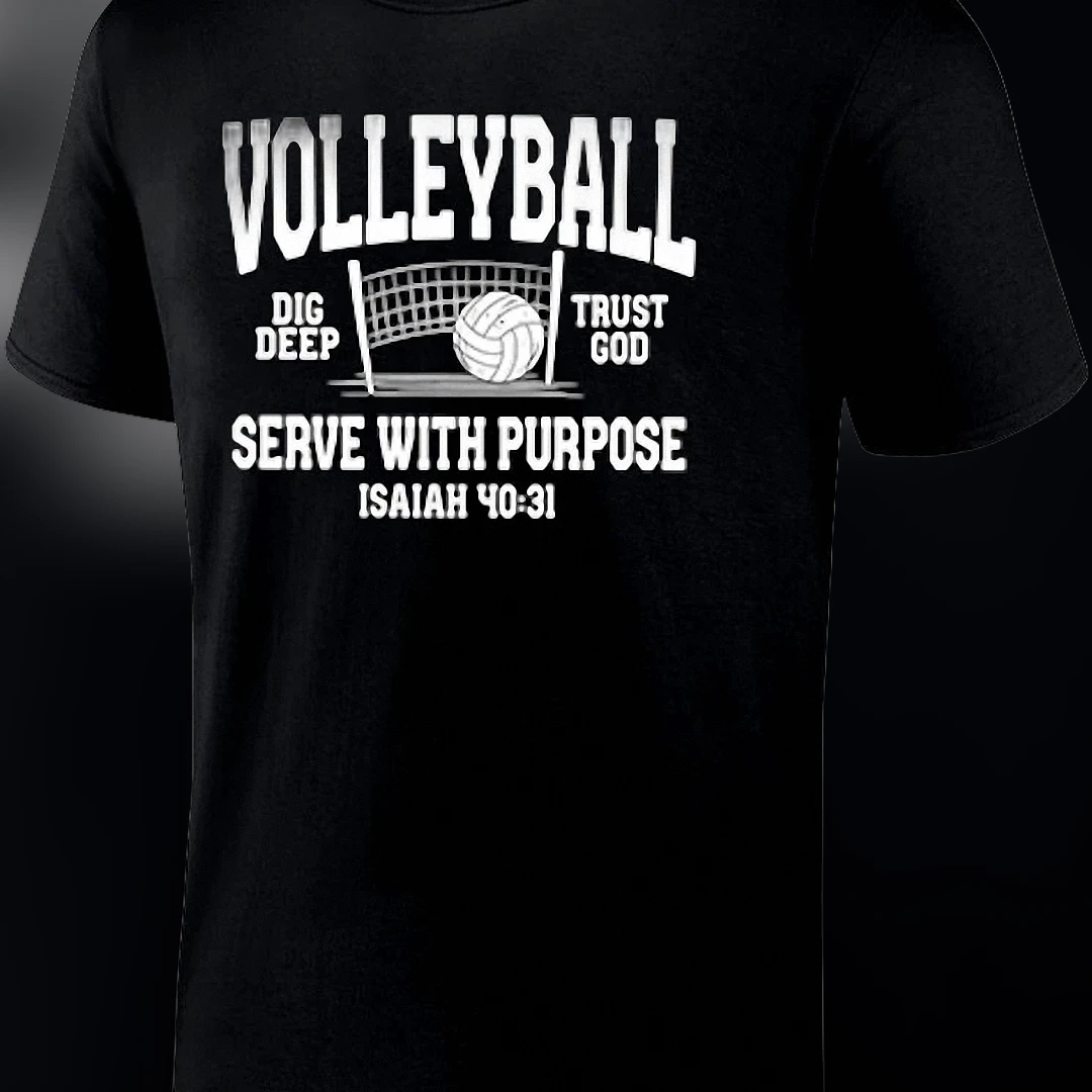 Christian Volleyball Serve With Purpose Isaiah 40:31 Tee, Faith Based Sports Athlete Graphic Shirt Gift