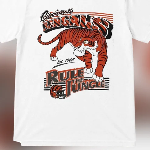 Cincinnati Bengals Rule the Jungle Est 1968 Tee, Vintage Tiger Football Fan Game Day Graphic T-Shirt