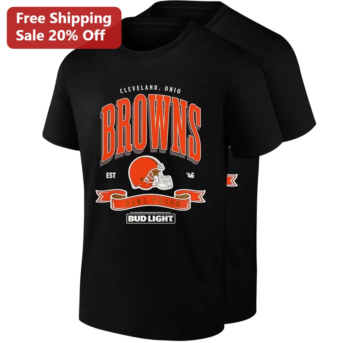 Cleveland Browns Dawg Pound Est '46 Tee, Cleveland Ohio Football Fan Gift