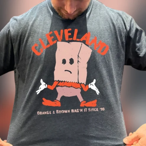 Cleveland Orange and Brown Bag'n It Since '99 Tee, Funny Football Fan Graphic Shirt Gift