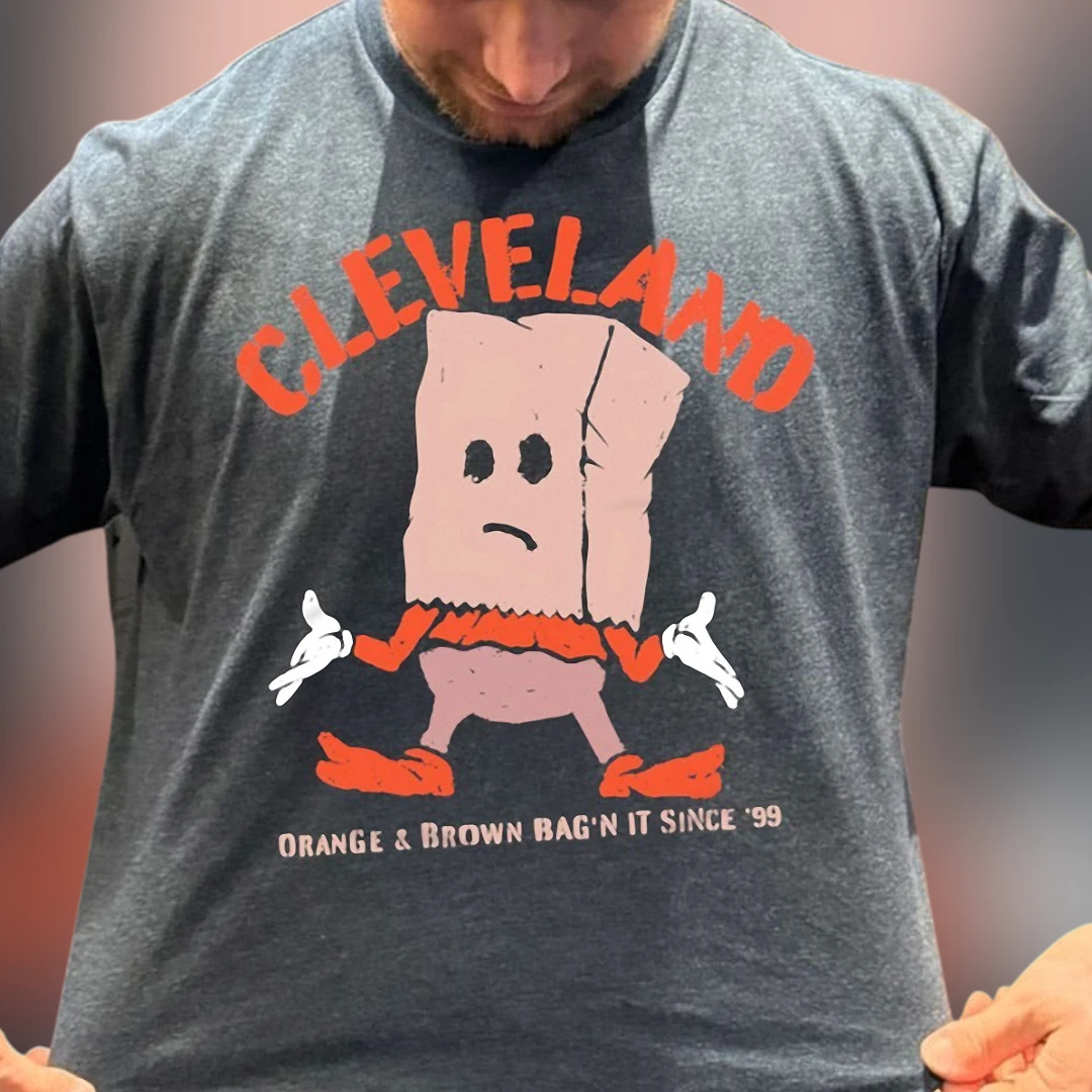 Cleveland Orange and Brown Bag'n It Since '99 Tee, Funny Football Fan Graphic Shirt Gift