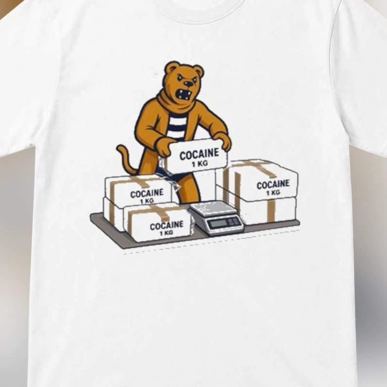 Cocaine 1 KG Bear Parody Tee Funny Streetwear Graphic Shirt