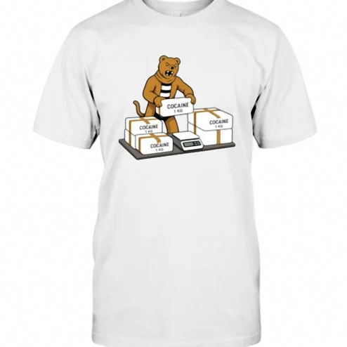 COCAINE 1 KG Bear Parody Tee Funny Streetwear Graphic T-Shirt