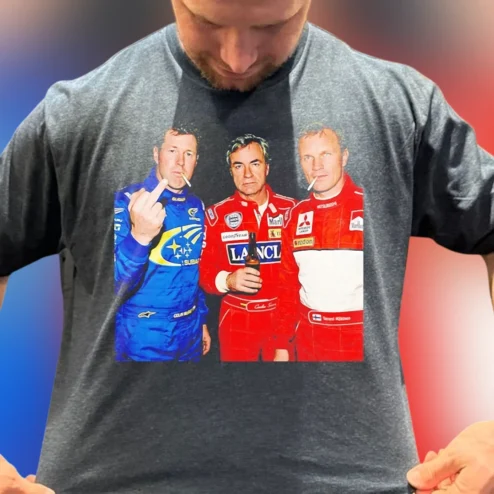 Colin McRae Carlos Sainz Tommi Mäkinen Tee, Vintage 90s WRC Rally Legends Graphic Shirt for Motorsport Racing Fans