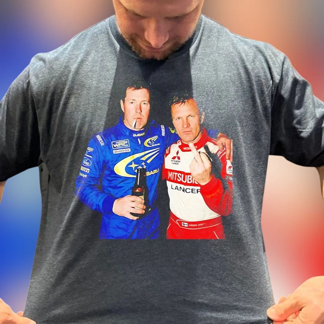Colin McRae Tommi Mäkinen Tee Vintage WRC Rally Racing Graphic Shirt for Motorsport Fans