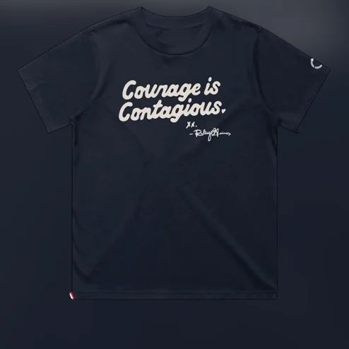 Courage Is Contagious Tee, Riley Gaines Signature Quote Graphic T-Shirt, Inspirational Motivational Shirt for Supporters
