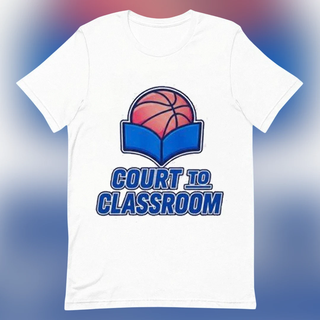 Court to Classroom Tee Student Athlete Basketball Graphic T-Shirt for School and Sports