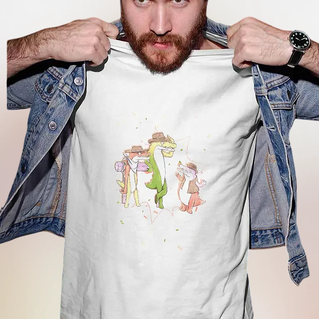 Cowboy Crocodile Graphic Tee, Funny Western Animal Illustration Shirt, Novelty Desert Wild West T-Shirt