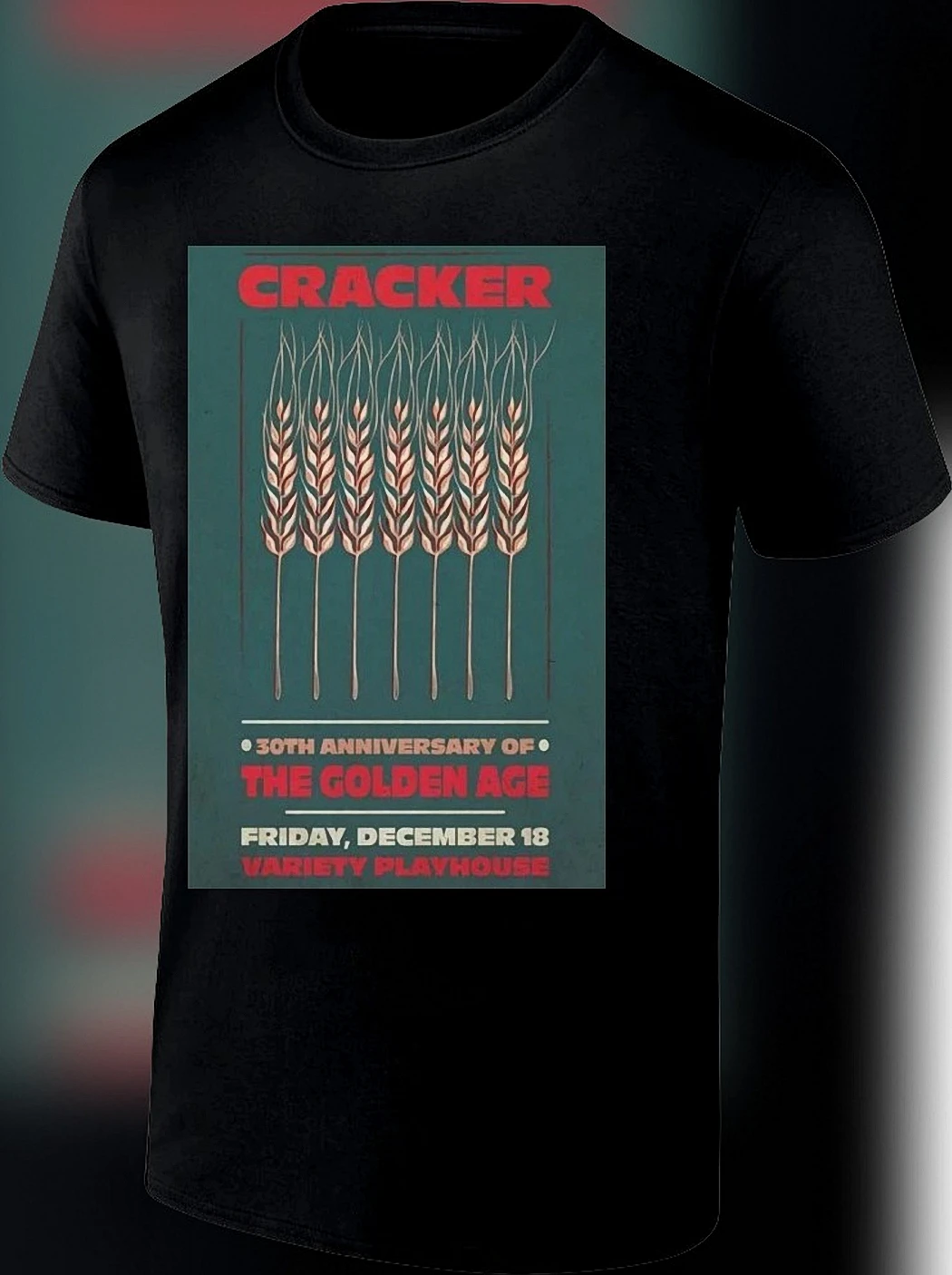 Cracker 30th Anniversary of The Golden Age Tee Variety Playhouse Concert Poster Graphic Shirt